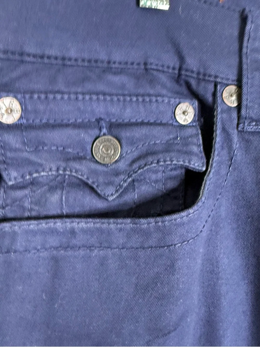 True Religion Ricky Navy Straight Leg Jeans Size 36 Stretch Denim